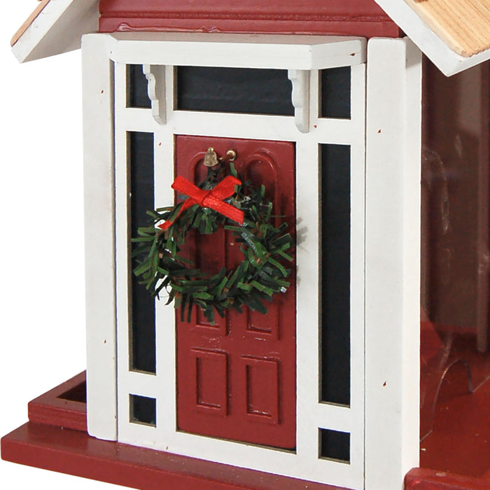 Christmas Cottage Birdfeeder - Red