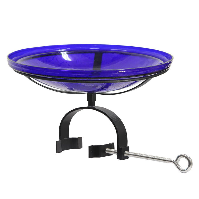 Achla Designs 14" Cobalt Blue Crackle Birdbath- Over Rail Bracket