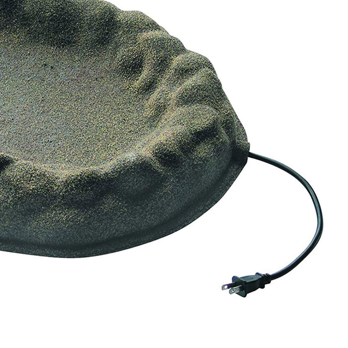 Farm Innovators Heated Bird Bath, Four Seasons Outdoor Decor Shallow Bath Tray for Birds - Backyard & Garden Birdbath with Sand Coated Design