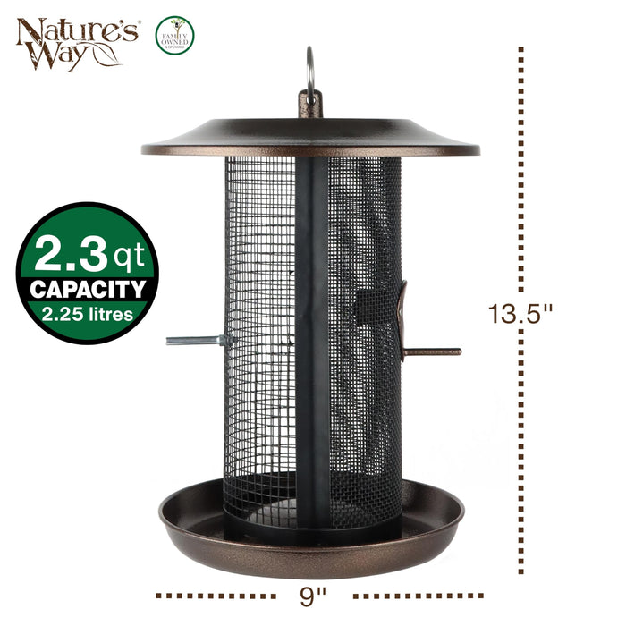 BELOVED BRONZE DUAL-CHAMBER METAL MESH BIRD FEEDER