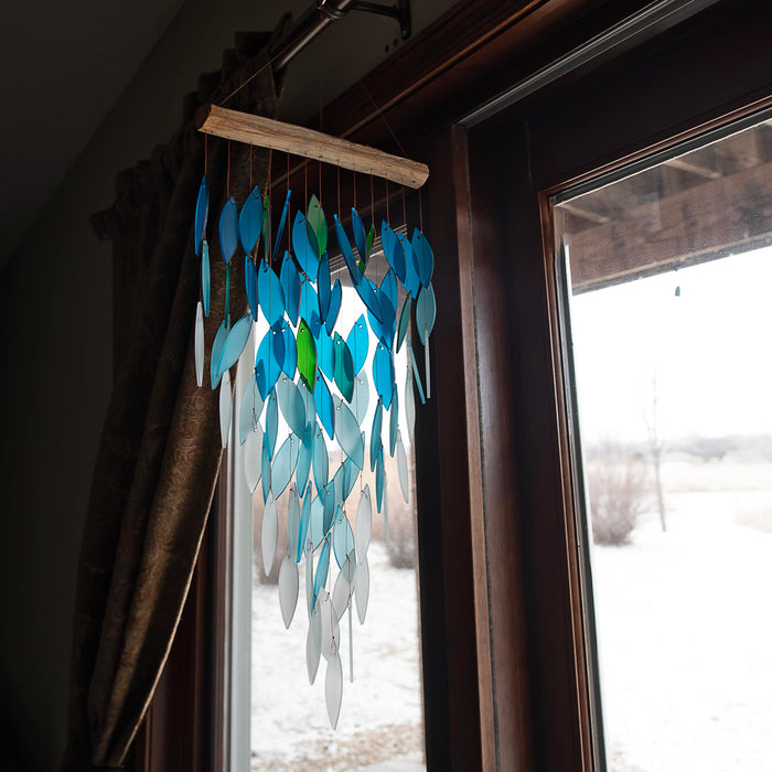 Gift Essentials Blue Handworks Line - Deluxe Ocean Ombre Waterfall Glass Chime