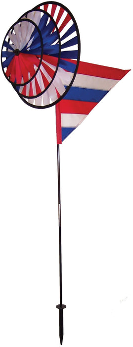 In the Breeze Wheel Spinner with Flag, Outdoor Wind Spinner Décor
