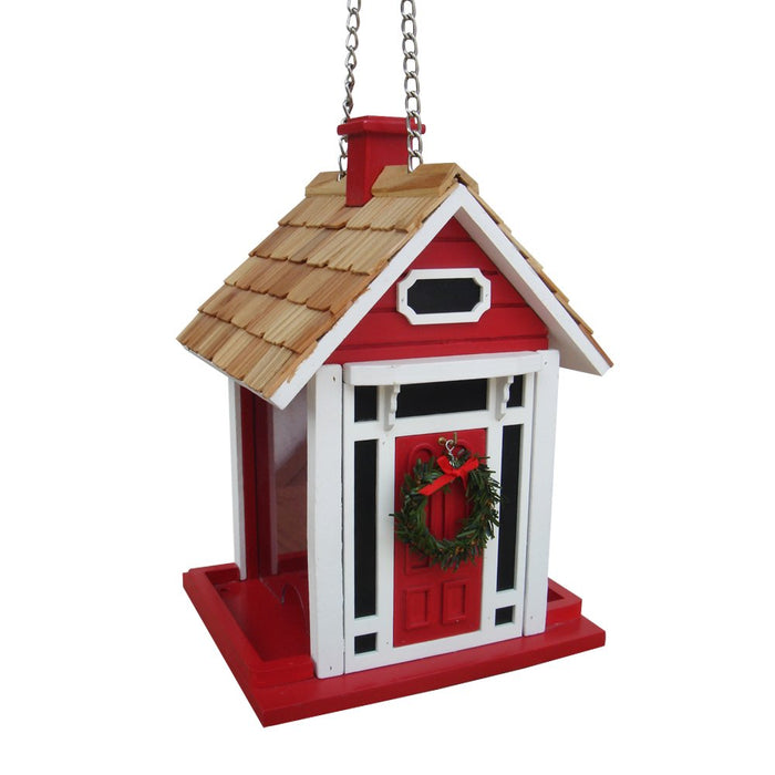 Christmas Cottage Birdfeeder - Red