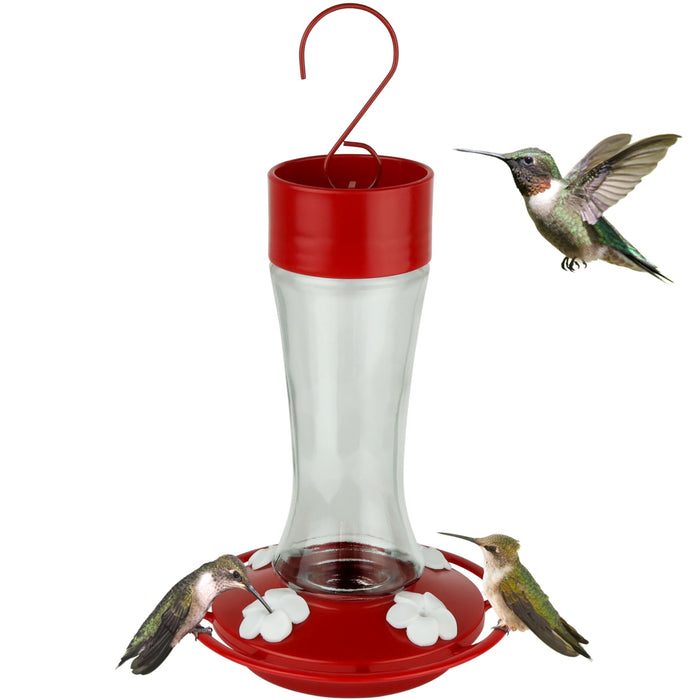 SCARLET SILHOUETTE GLASS HUMMINGBIRD FEEDER