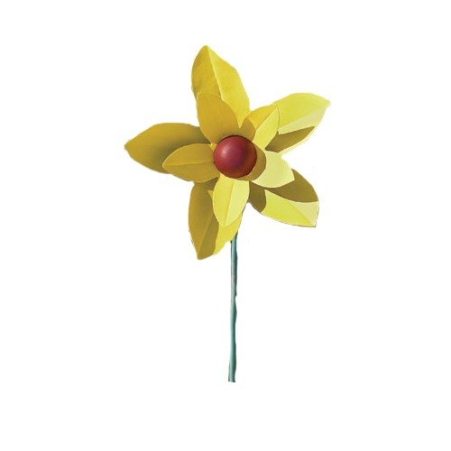 Painted Flower Yellow Spinner Stake Lrg
