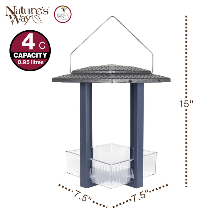 FLY-IN HANGING METAL FLY THROUGH BIRD FEEDER