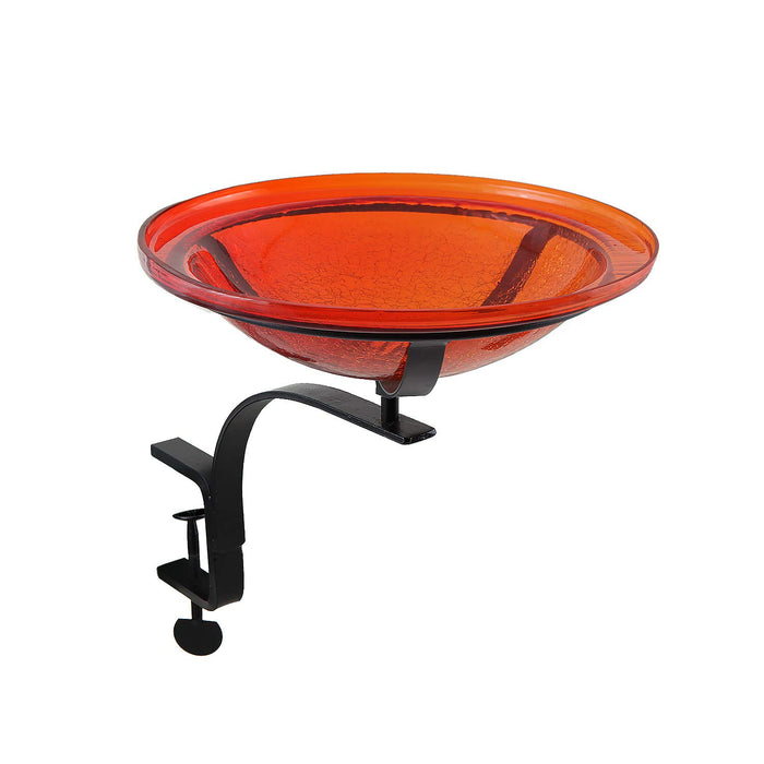 Achla Designs 12" Red Crackle Birdbath- Rail Mount Bracket
