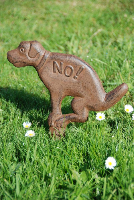 No Pooping Yard Sign Antique Rust