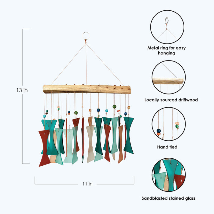 Gift Essentials Blue Handworks Line - Coral Teal Beaded Cast-Off Glass Chime