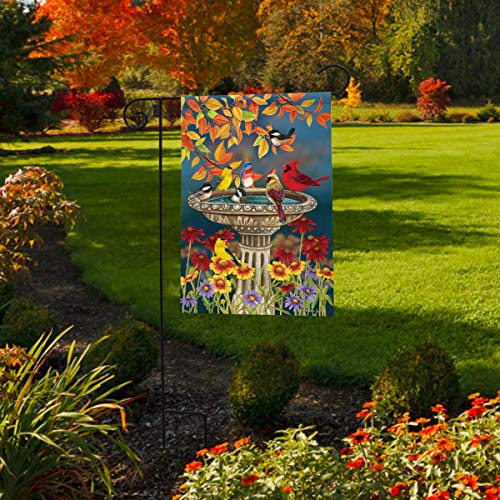 Fall Bird Bath Garden Flag