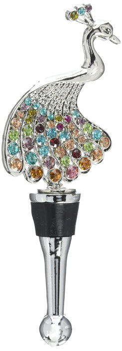 LS Arts Bottle Stopper Peacock with Stones