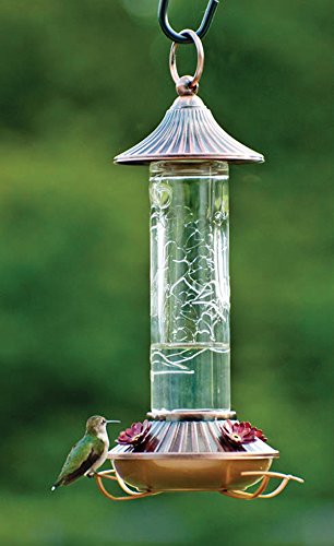 AUDUBON EMBOSSED GLASS HUMMINGBIRD FEEDER