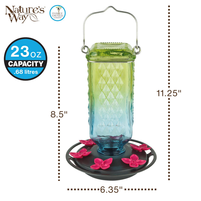 SEAFOAM OMBRE COLUMN ANTIQUE HUMMINGBIRD FEEDER