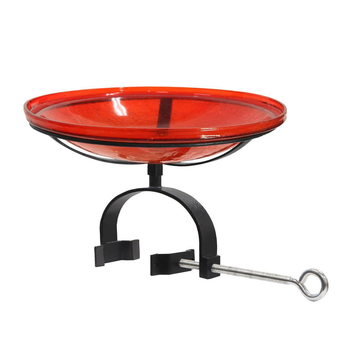 Achla Designs 14" Red Crackle Birdbath- Over Rail Bracket