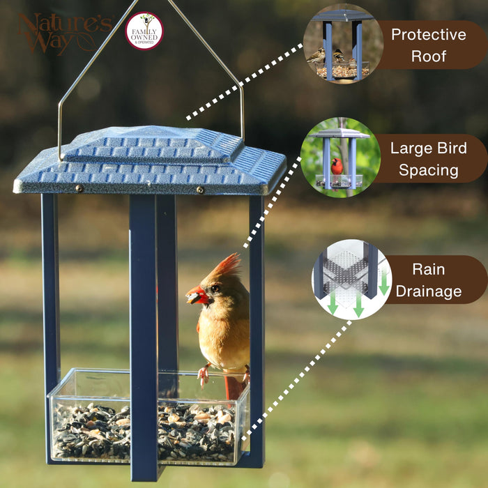 FLY-IN HANGING METAL FLY THROUGH BIRD FEEDER