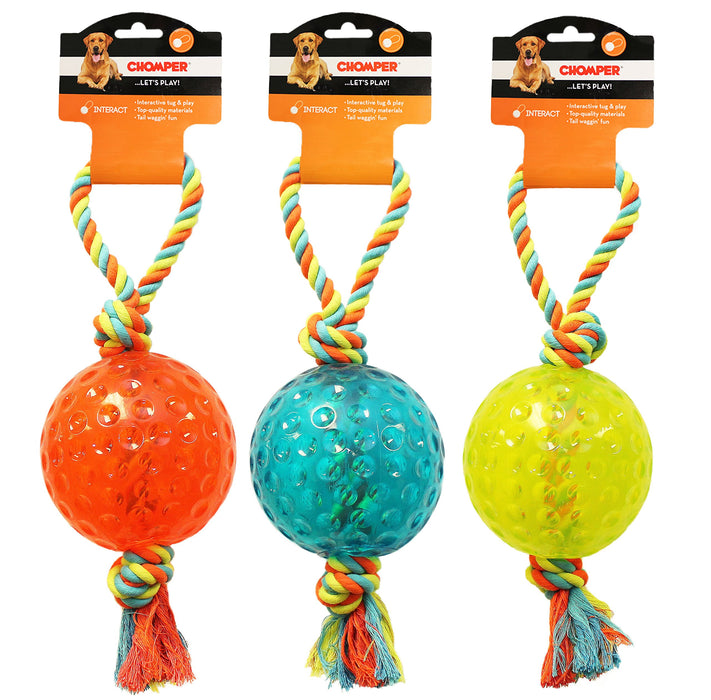 CHOMPER ROPE TUG TOY W/TPR BALL
