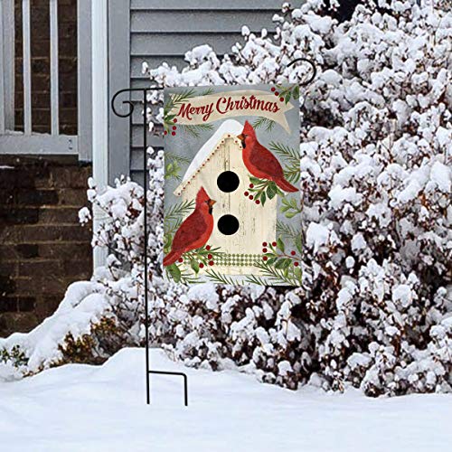 Christmas Cardinal Bird House Garden Flag