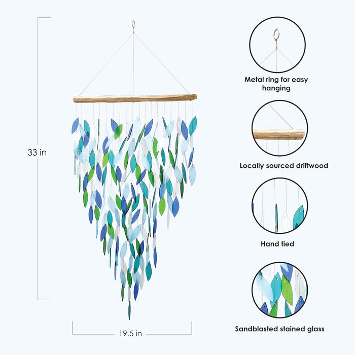 Gift Essentials Blue Handworks Line - Premiere Ocean Waterfall Glass Chime