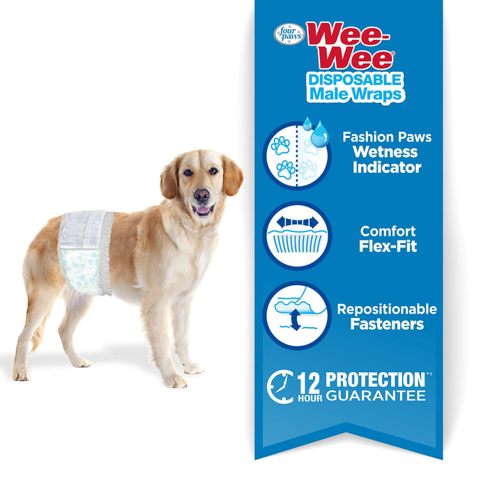 WEE-WEE MALE DOG WRAPS W/WETNESS INDICATOR