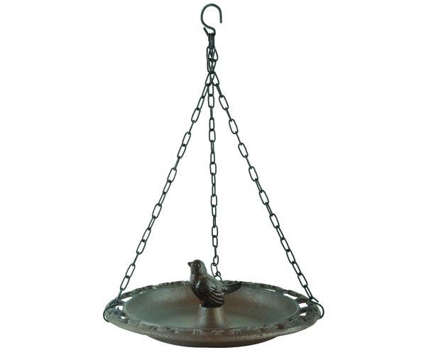 Bird Hanging Bird Bath Cast Iron Antique Brown