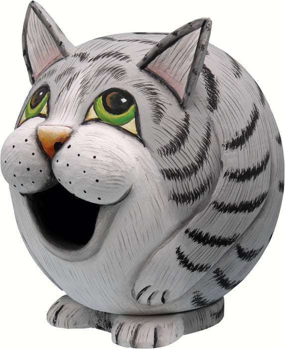 Bobbo from Songbird Essentials Grey Tabby Cat Gord-O Bird House