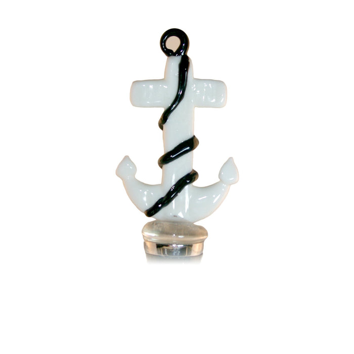 LS Arts Glass White Anchor Bottle Stopper