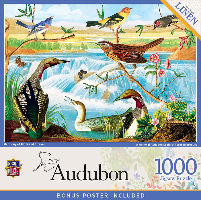 MasterPieces Puzzles Audubon Harmony of Birds and Stream 1000 Piece Puzzle