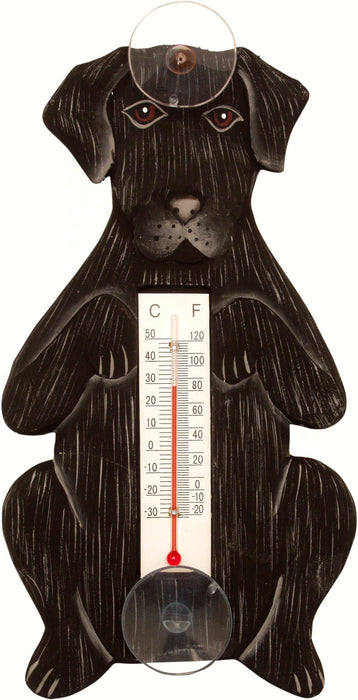 Bobbo from Songbird Essentials Begging Black Lab Dog Small Window Thermometer