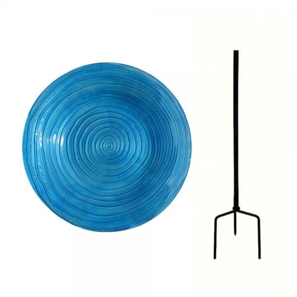 Blue Swirls Staked Bird Bath