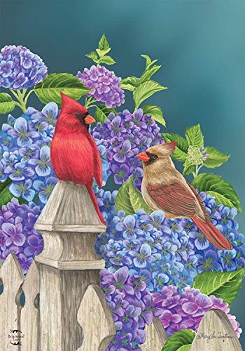 Cardinals and Hydrangeas Garden Flag