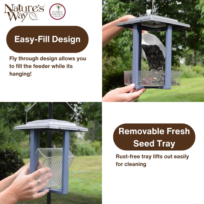 FLY-IN HANGING METAL FLY THROUGH BIRD FEEDER