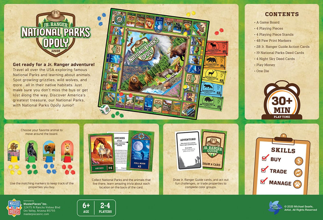 MasterPieces Puzzles Jr Ranger National Parks Opoly Board Game