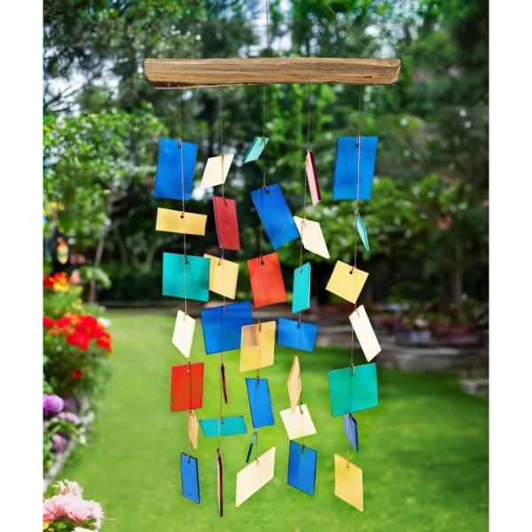 Gift Essentials Blue Handworks Line - Retro Beveled Squares Glass Chime