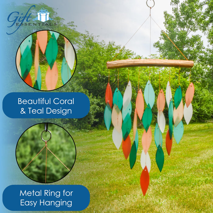 Gift Essentials Blue Handworks Line - Coral and Teal Waterfall Glass Chime