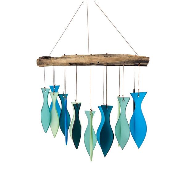 Gift Essentials Blue Handworks Line - Aqua Slim Fish Glass Chime