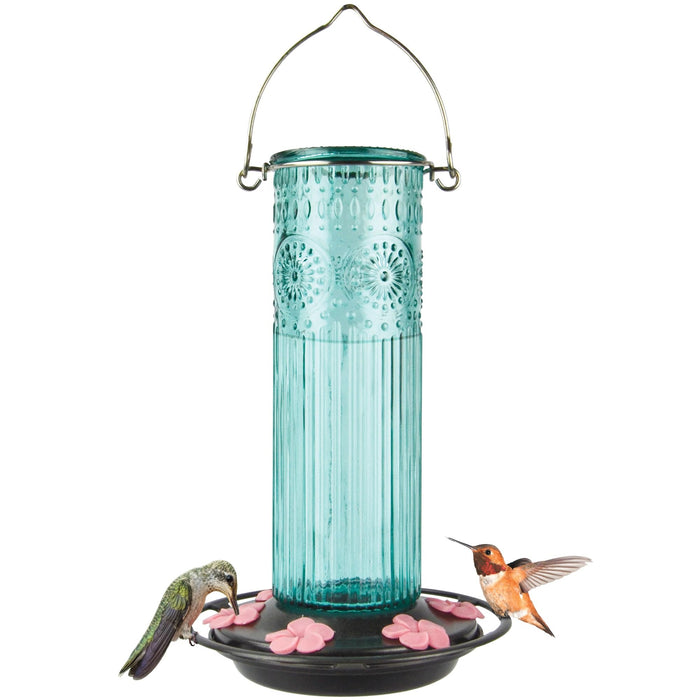 ANTIQUE GLASS GRAVITY HUMMINGBIRD FEEDER