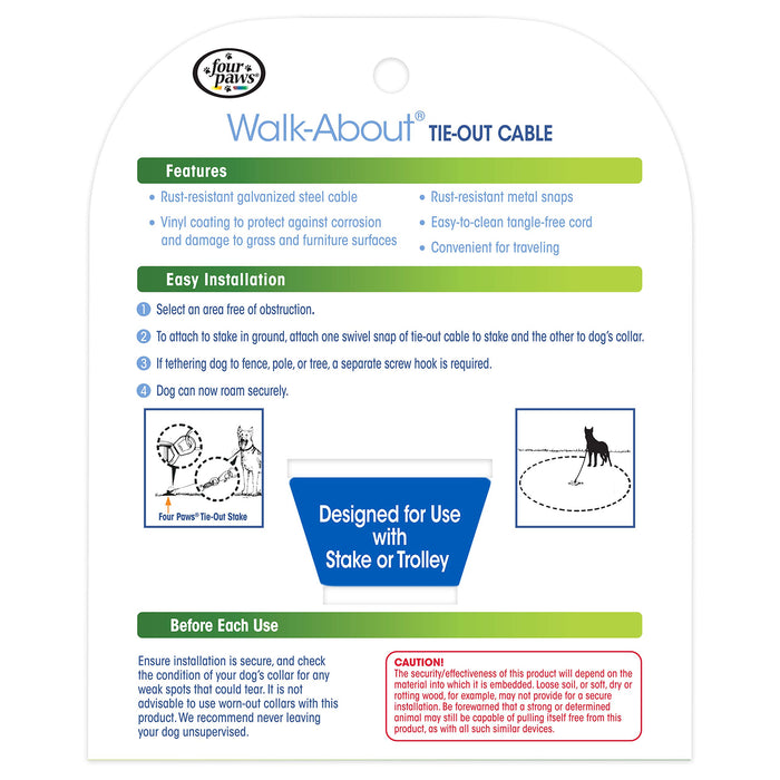 FOUR PAWS WALK-ABOUT TIE-OUT CABLE HEAVY WEIGHT