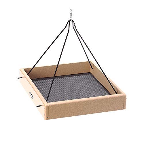 Birds Choice SNHPF250 Hanging Tray, Recycled Hanging Feeder w/ Collapsible Steel Hanging Rods, Large