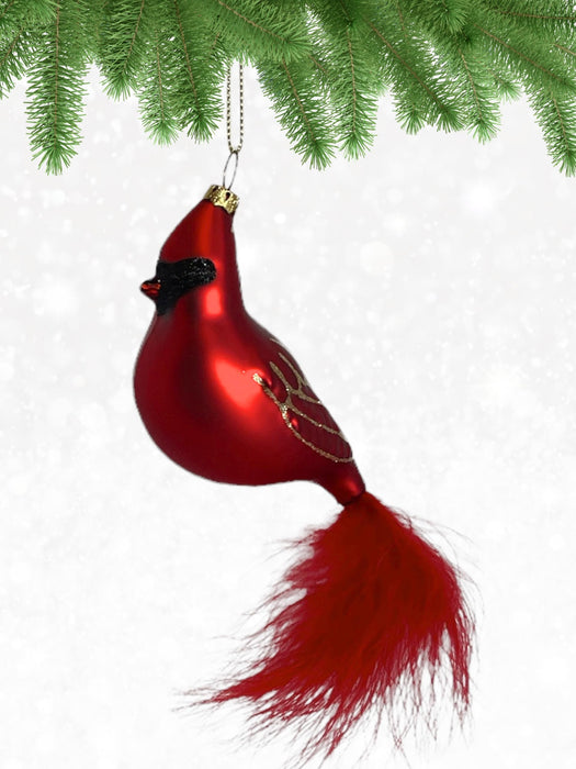 Cobane Studio  Cardinal with Feather Tail Ornament
