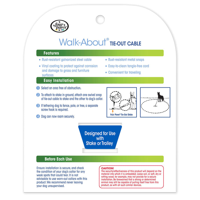 FOUR PAWS WALK-ABOUT TIE-OUT CABLE HEAVY WEIGHT