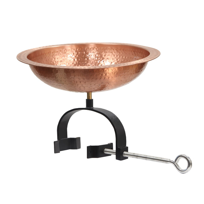 Achla Designs Hammered Solid Copper Birdbath- Over Rail Bracket