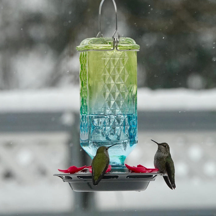 SEAFOAM OMBRE COLUMN ANTIQUE HUMMINGBIRD FEEDER