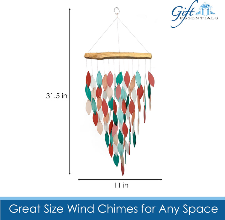 Gift Essentials Blue Handworks Line - Deluxe Coral and Teal Waterfall Glass Chime