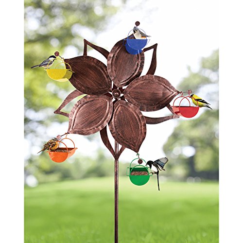 Ferris Wheel Bird Feeder - Spinning Decorative Metal Garden Stake