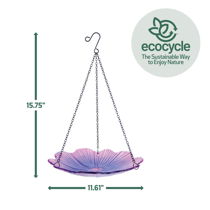 ECOCYCLE VIOLET BEGONIA HANGING BIRD BATH/FEEDER