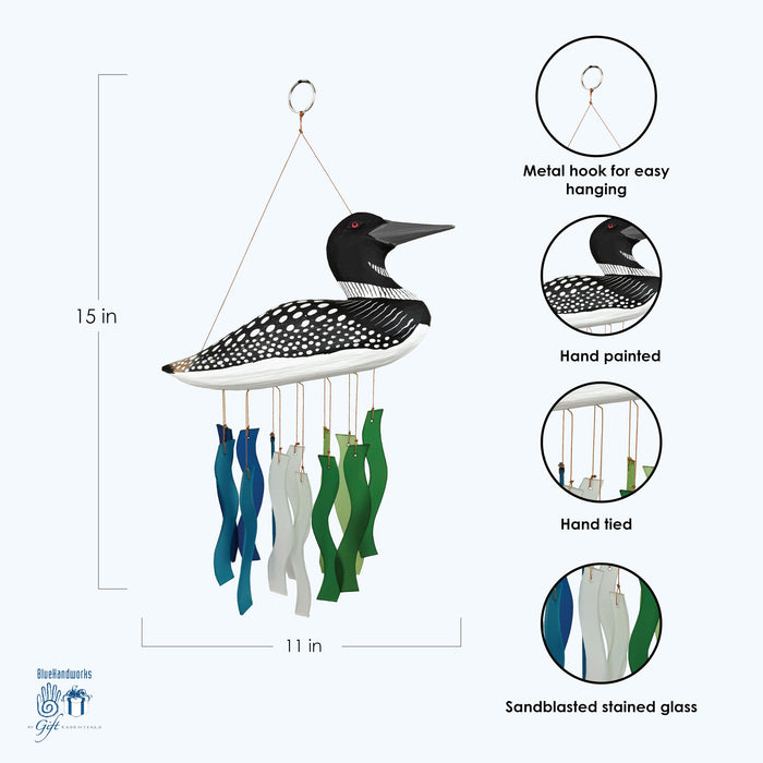 Gift Essentials Blue Handworks Line - Loon Wavy Glass Chime