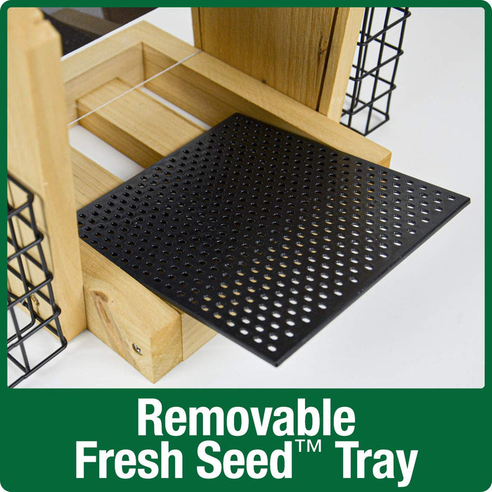CEDAR HOPPER FEEDER W/SUET CAGES