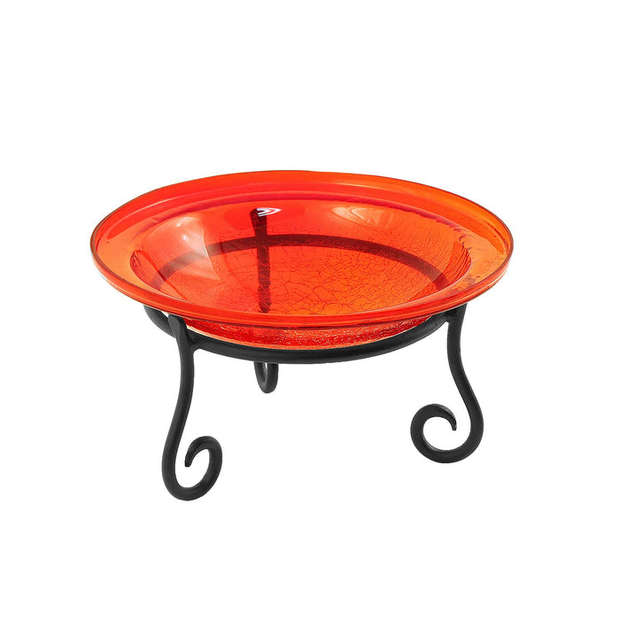 Achla Designs 12" Red Crackle Birdbath- Short Stand
