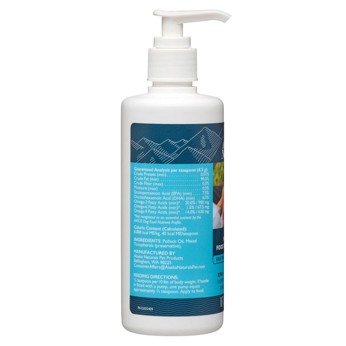 Alaska Naturals – Wild Alaska Pollock Oil for Dogs – EPA and DHA Omega-3 - Supplement for Healthy Skin, Shiny Coat – Wild-Caught – Made in The USA