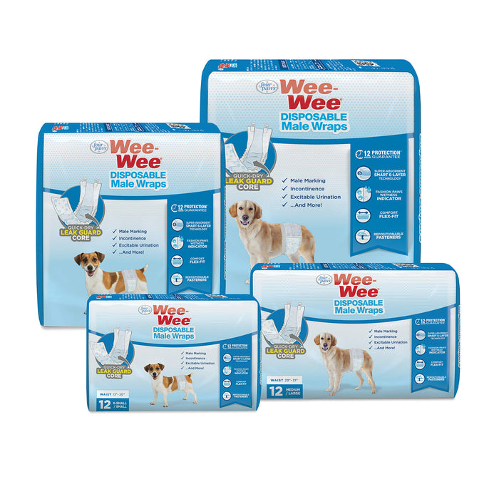 WEE-WEE DISPOSABLE MALE DOG WRAPS